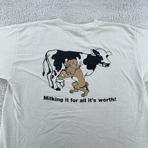 Mississippi State University Science Shirt Mens L White Slogan funny Cow Dog